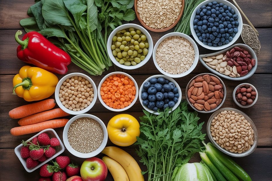 Prebiotic diversity diet plan showing 30 different plant foods for gut microbiome health